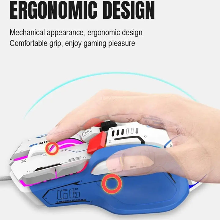 G6 Wire-controlled RGB Gaming Mouse Programmable Mouse 12800 DPI Programmable Game Mice for Computer PC Laptop Accessories