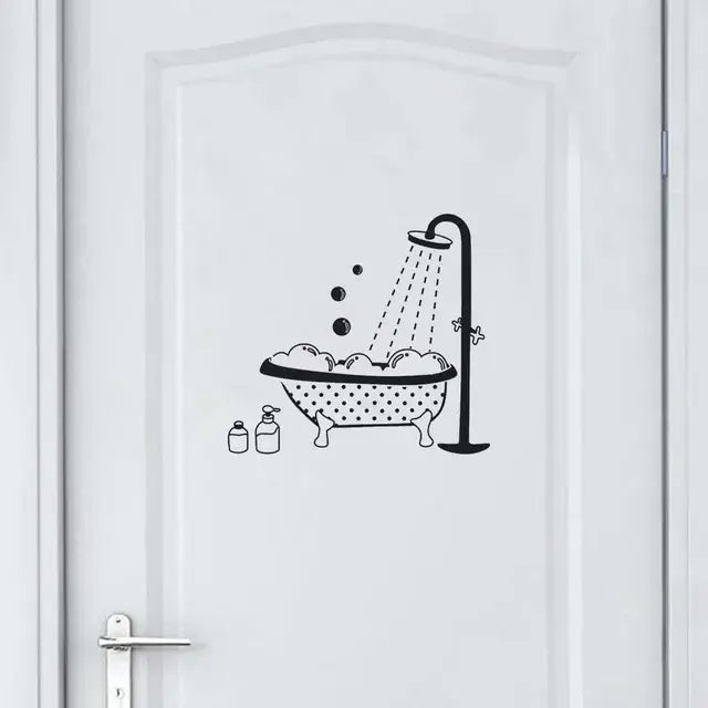 Bathroom Wall Sticker Toilet Decor Living Room Cabinet Home Decoration Decals Beautify Self Adhesive Mural WC Sign Doorway