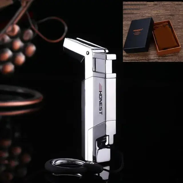 Windproof Portable Turbine Spray Gun Butane Lighter ,  Key Ring,   Cigar Cigarette Accessories, Outdoor Gadgets, Men's Gift