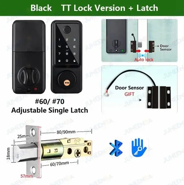 Tuya APP WIFI Electronic Lock Support 5 Unlocking Methods Fingprint+Password+lC/NFC Card+Key To Unlock+Tuya APP for Wooden Door