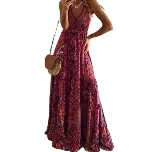 Women Boho Vintage Maxi Dress