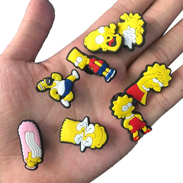 Single sale 1pcs Cartoon Simpson Shoe Charms PVC Accessories DIY Shoe Decoration For Classic Clogs Kids X-mas Gifts