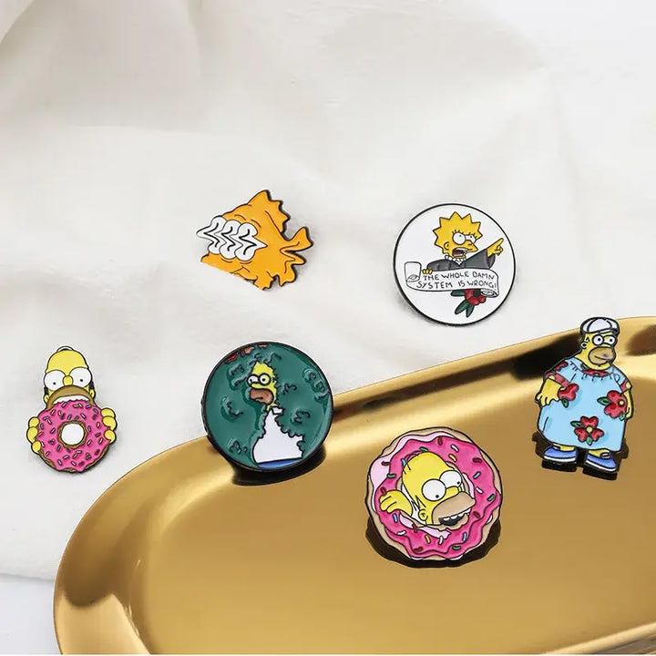 Classic TV The Simpsons Enamel Pins Brooches Women Men Lapel Badges Cute Backpack Collar Fashion Jewelry Gifts for Kids Friends