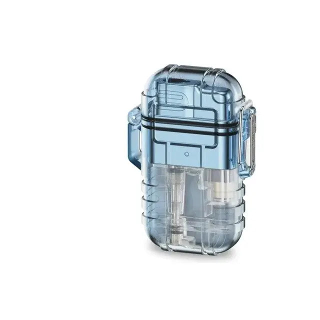 New Transparent Waterproof Gas Lighter Electronic Ignition Blue Flame Outdoor Windproof Camping Portable Lighter Turbine