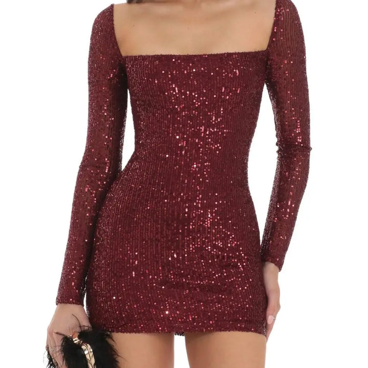 Sequin Long Sleeve Mini Dress