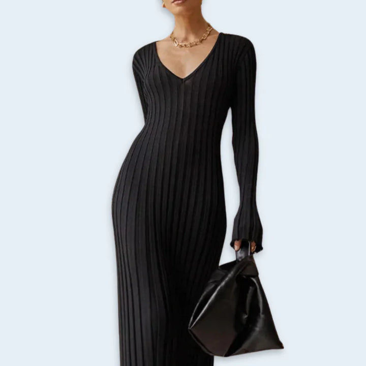 Long-Sleeved Knitted Maxi Dress