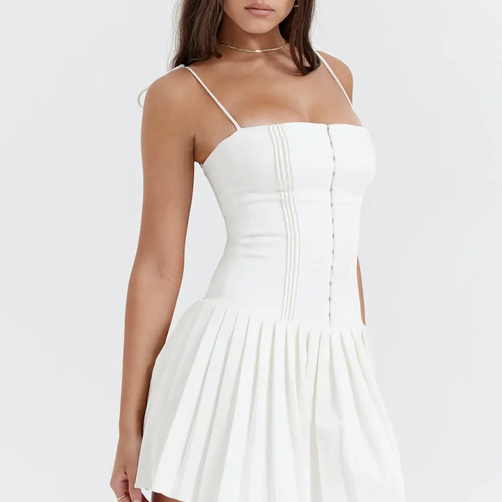 White Pleated Dress