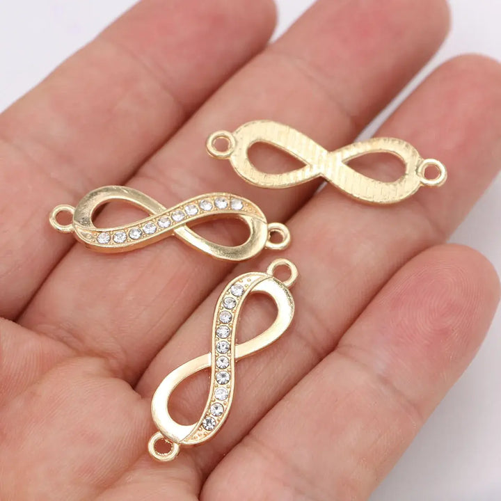 10Pcs Gold Plated Crystal Infinity Love Charm Connector for Jewelry Making Bracelet DIY Necklace Findings Accessories