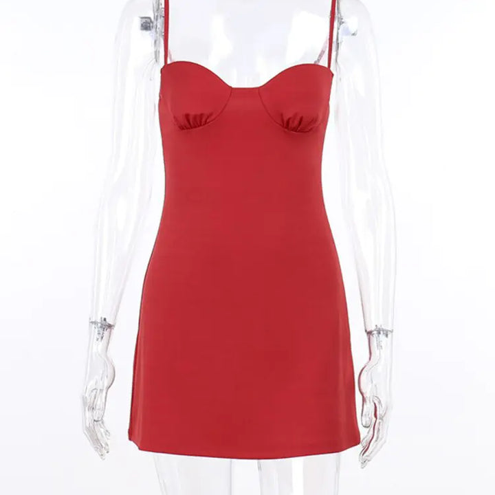 Elegant Red Sleeveless A-line Mini Dress for Women - Summer 2022 Fashion Club Party and Birthday Outfit