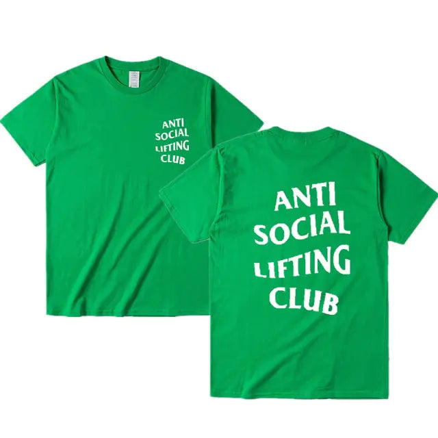 Anti Social Lifting Club T Shirt Exercise Fitness Letters