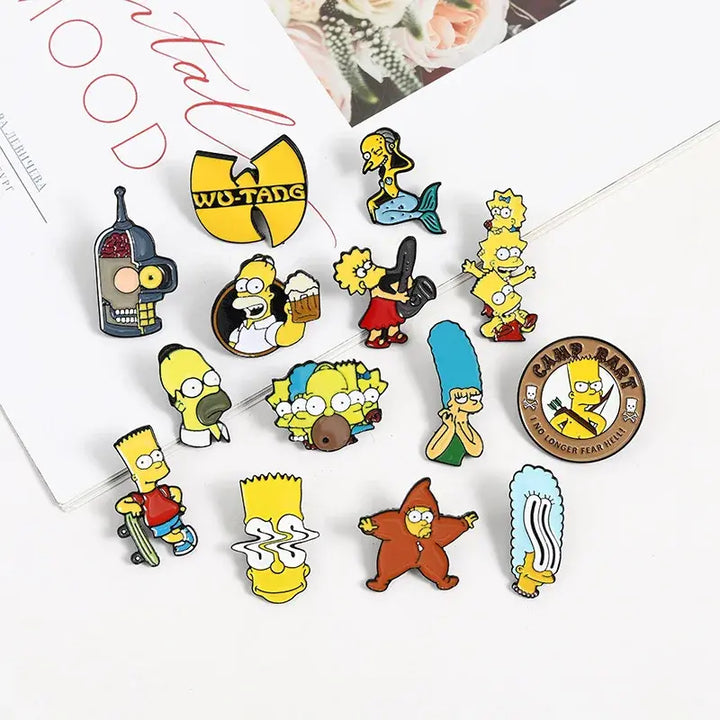 Classic TV The Simpsons Enamel Pins Brooches Women Men Lapel Badges Cute Backpack Collar Fashion Jewelry Gifts for Kids Friends