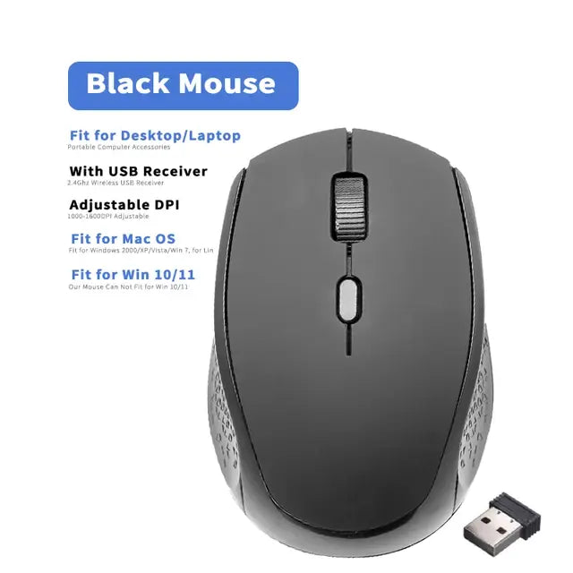 2.4GHz Wireless Mouse Optical Mice with USB Receiver Gamer 1600DPI 6 Buttons Mouse For Computer Laptop Accessories Mouse Gamer