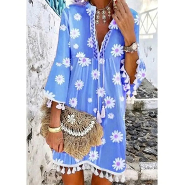 Daisy Print Bohemian Lady Dress