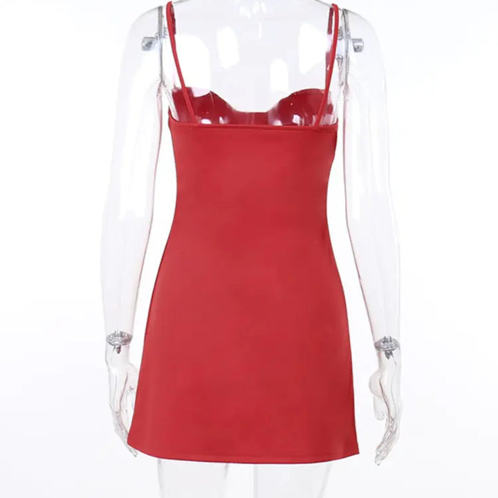 Elegant Red Sleeveless A-line Mini Dress for Women - Summer 2022 Fashion Club Party and Birthday Outfit