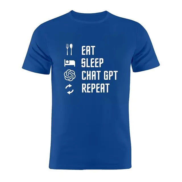 100% Cotton T Shirt Eat Sleep ChatGPT Repeat