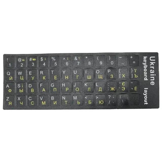 1Pcs Ukraine Language Alphabet Black Background White Ukrainian Keyboard Sticker For Universal PC Laptop