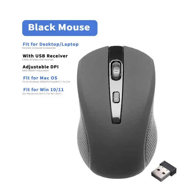 2.4GHz Wireless Mouse Optical Mice with USB Receiver Gamer 1600DPI 6 Buttons Mouse For Computer Laptop Accessories Mouse Gamer