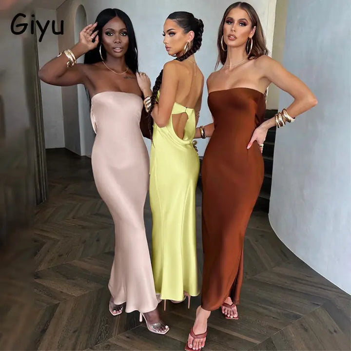 Giyu Sexy Satin Evening Dress