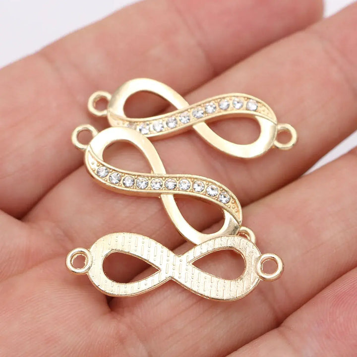 10Pcs Gold Plated Crystal Infinity Love Charm Connector for Jewelry Making Bracelet DIY Necklace Findings Accessories