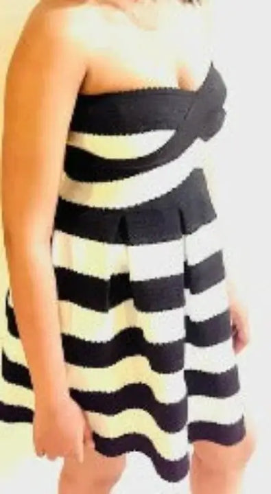 Lux Strapless Dress In Black/White