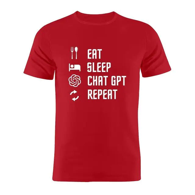 100% Cotton T Shirt Eat Sleep ChatGPT Repeat