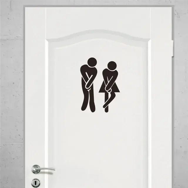 WC Toilet Entrance Sign Door Stickers For Public Place Home Decoration Creative Pattern Wall Decals Diy Funny Vinyl Mural Art