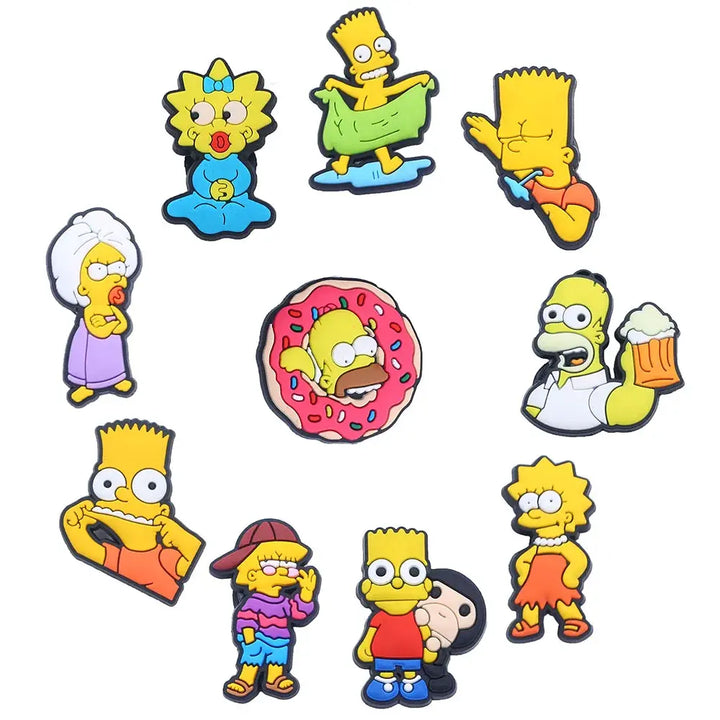 Single sale 1pcs Cartoon Simpson Shoe Charms PVC Accessories DIY Shoe Decoration For Classic Clogs Kids X-mas Gifts