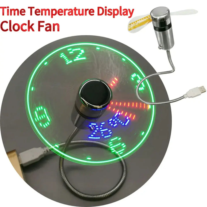 Clock Fans Time Temperature Display Small Night Light DC 5V Portable Gadgets Flexible Gooseneck LED Clock for Laptop PC Notebook