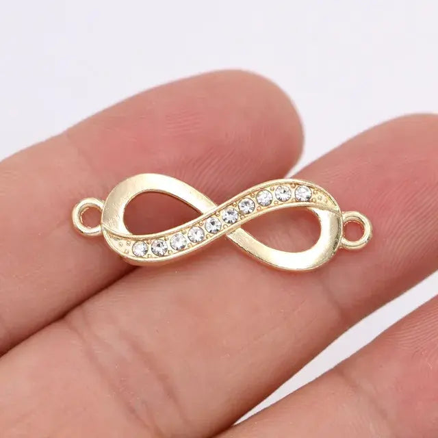 10Pcs Gold Plated Crystal Infinity Love Charm Connector for Jewelry Making Bracelet DIY Necklace Findings Accessories