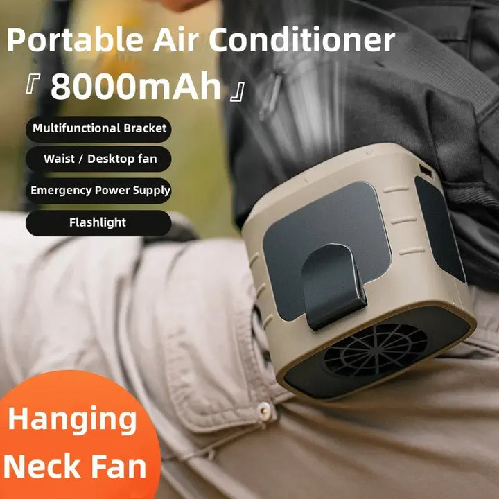 8000mAh Hanging Neck/Waist Fan USB Mini Portable Rechargeable Fan For Outdoor Camping Hiking Climbing Running Sports