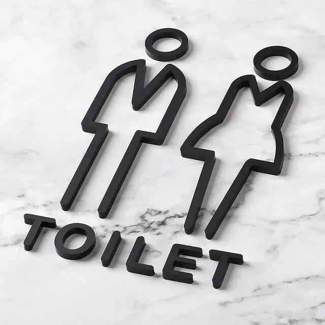 Wall Stickers Toilet Bathroom Door  WC Entrance Sign Home Decoration Creative Black Pattern Wall Decals Wallpaper  House Sign