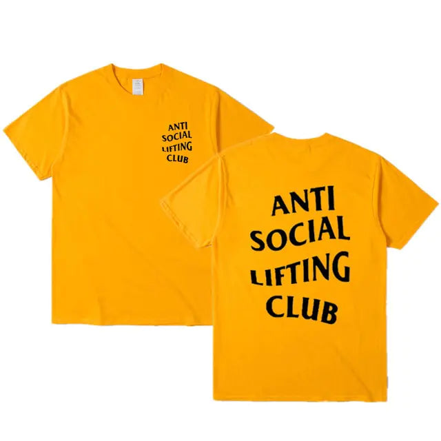 Anti Social Lifting Club T Shirt Exercise Fitness Letters