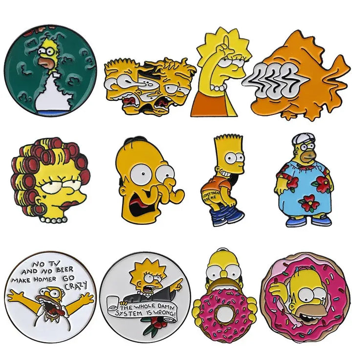 Classic TV The Simpsons Enamel Pins Brooches Women Men Lapel Badges Cute Backpack Collar Fashion Jewelry Gifts for Kids Friends