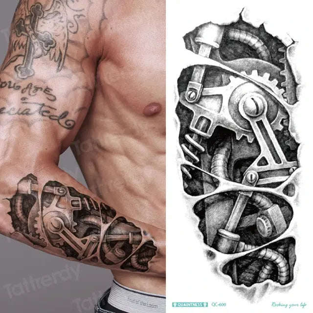 temporary tatoo men mechanical tiger temporary tattoo boy waterproof hand tatoo 3D robot tattoo sticker water transfer body art