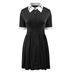 Collar Crescent Print Goth Pleated Mini Dress