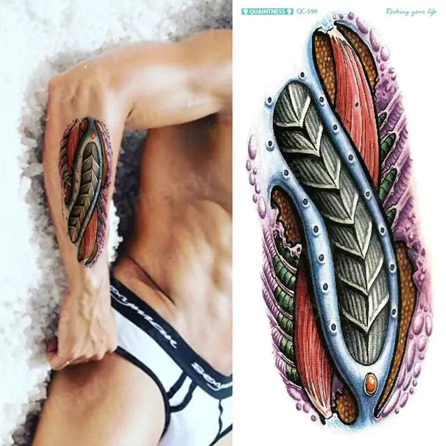 temporary tatoo men mechanical tiger temporary tattoo boy waterproof hand tatoo 3D robot tattoo sticker water transfer body art