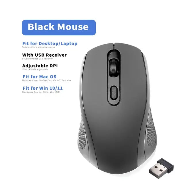 2.4GHz Wireless Mouse Optical Mice with USB Receiver Gamer 1600DPI 6 Buttons Mouse For Computer Laptop Accessories Mouse Gamer