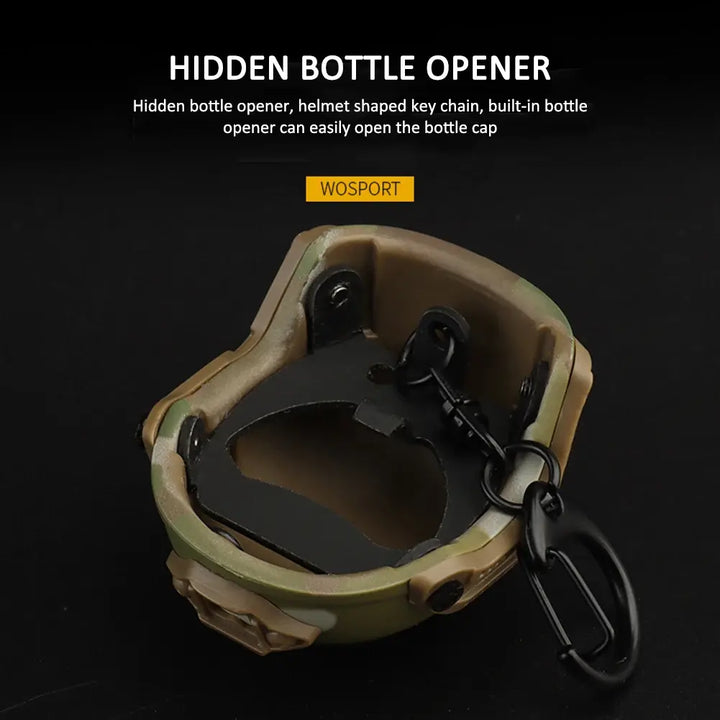 Airsoft Helmet Shaped Keychain Bottle Opener Beer Can Opener Mini Corkscrew Decoration Outdoor Hunting Hiking Fan Kitchen Gift