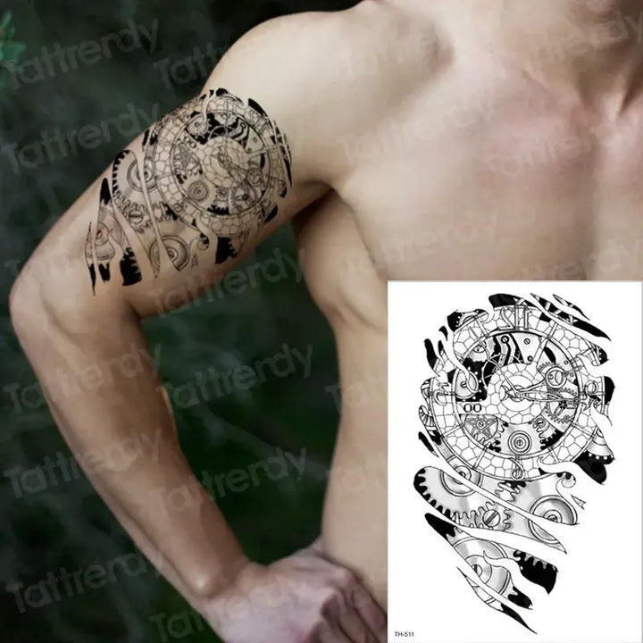 temporary tattoos halloween body stickers sex robot machine tattoo for men mechanical tattoos boys swallow tattoo fake 3D black