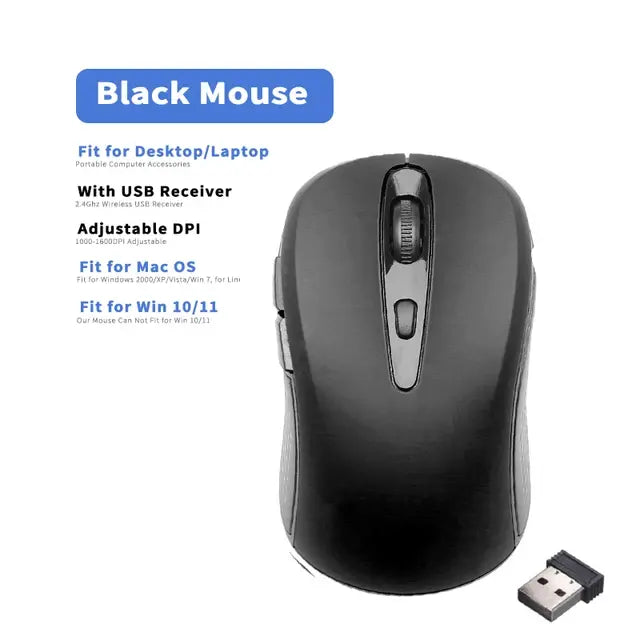 2.4GHz Wireless Mouse Optical Mice with USB Receiver Gamer 1600DPI 6 Buttons Mouse For Computer Laptop Accessories Mouse Gamer