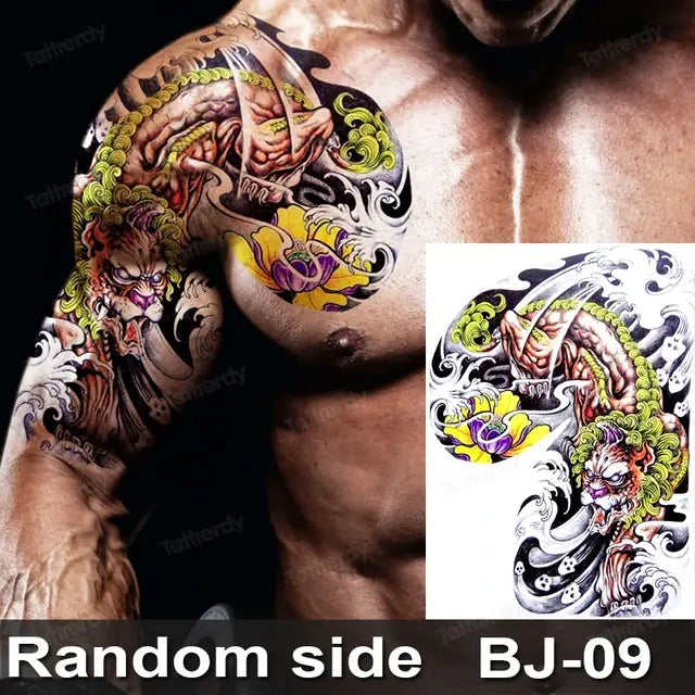 Men Boy Temporary Tattoo Stickers Shoulder Chest Muscle Body Art Painting Large Tattoos Adult Sexy Fake Tattoo Dragon Totem Big