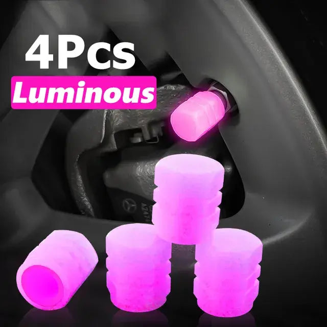 Luminous Valve Caps Fluorescent Green Blue Night Glowing Car Motorcycle Bicycle Wheel Styling Tyre Hub Universal Cap Decor 4Pcs