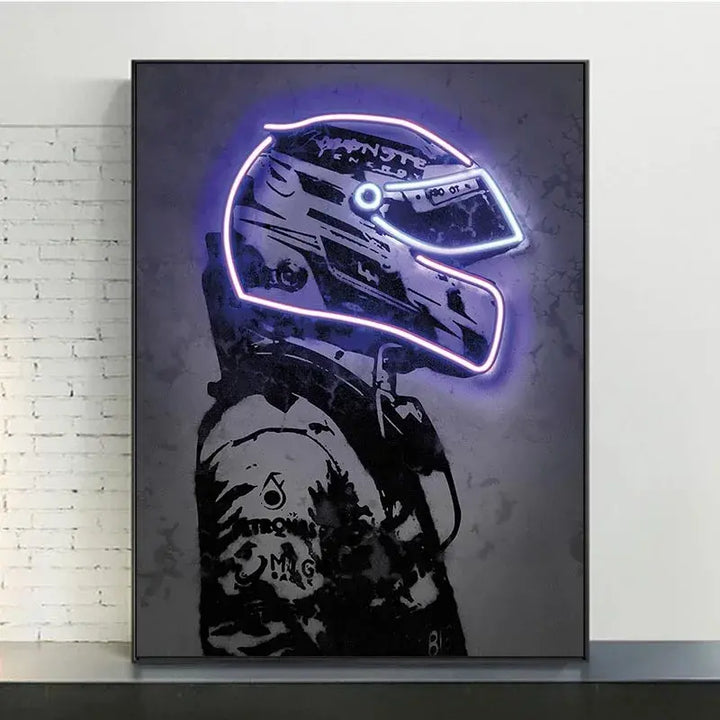 Cool Helmet Racing Car Canvas Painting Car Driver Hamilton Wall Art Picture Neno Print Posters for Home Decor Living Room Murals