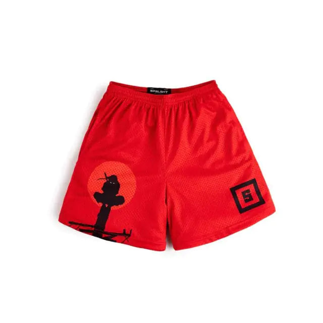 Cartoon Print Gym Shorts Quick Dry Mesh