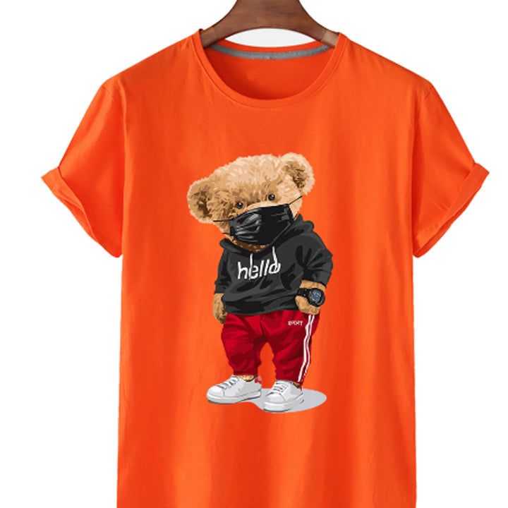 Bear Print Men's Cotton T Shirt