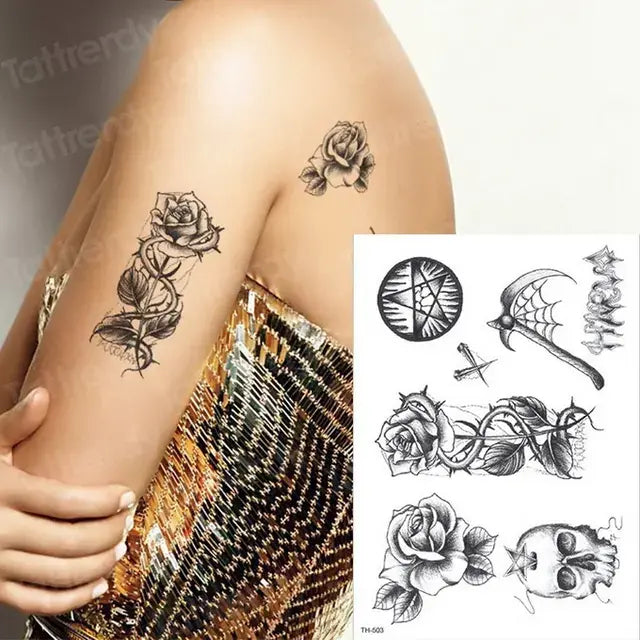 temporary tattoos halloween body stickers sex robot machine tattoo for men mechanical tattoos boys swallow tattoo fake 3D black