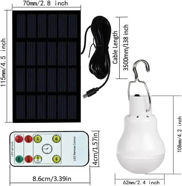 LED Solar Bulb Light Waterproof Outdoor 5V USB Charged Hanging Emergency Sunlight Powered Lamp Portable Powerful Indoor House