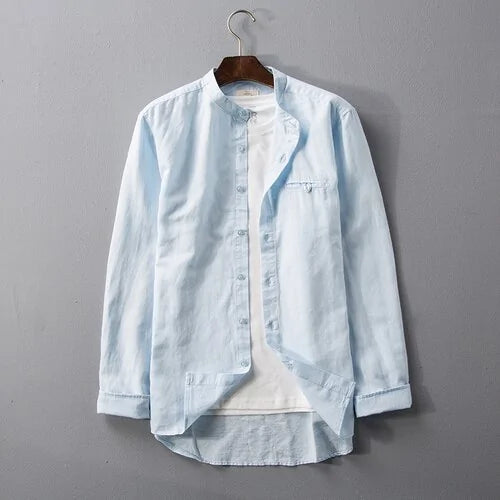 Men's Stand Collar White Shirt