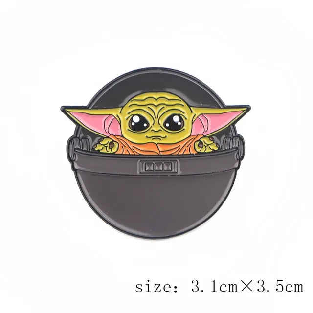 LT848 Cute Baby Yoda Enamel Pin Lapel Pins Badge Hats Clothes Backpack Decoration Jewelry Accessories Gifts