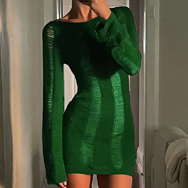 Puloru Sexy Knitted Cutout Short Dress